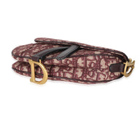 Christian Dior Burgundy Oblique Canvas Mini Saddle Bag