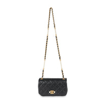 Chanel Black Glazed Quilted Calfskin Pearl Side Small Flap Bag