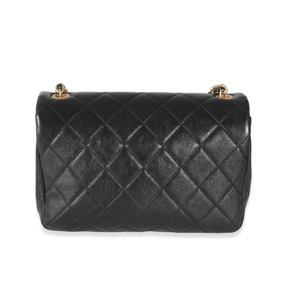 Chanel Black Glazed Quilted Calfskin Pearl Side Small Flap Bag