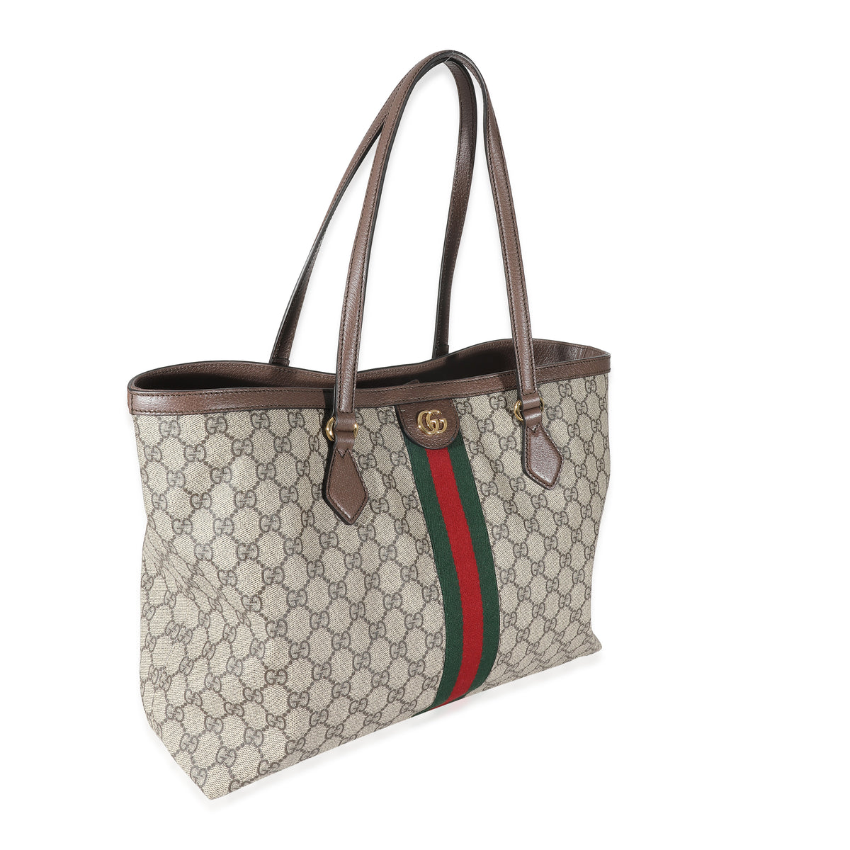 Gucci Beige GG Supreme Canvas Medium Ophidia Web Tote