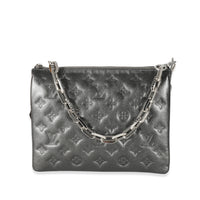 Louis Vuitton Anthracite Lambskin Embossed Monogram Coussin PM