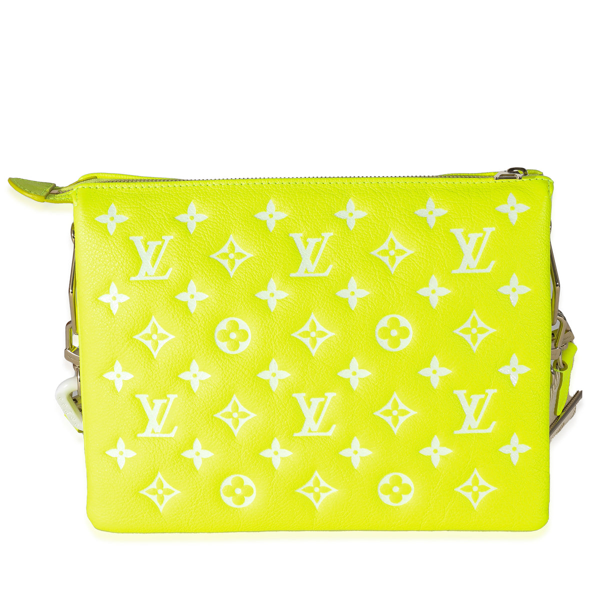 Louis Vuitton Fluorescent Yellow Calfskin Embossed Monogram LV Match Coussin PM