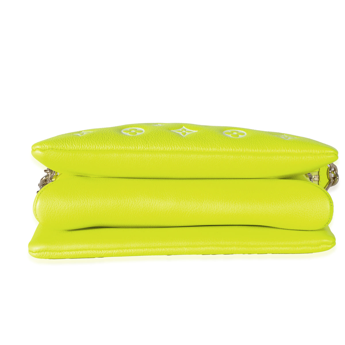 Louis Vuitton Fluorescent Yellow Calfskin Embossed Monogram LV Match Coussin PM