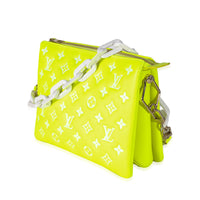 Louis Vuitton Fluorescent Yellow Calfskin Embossed Monogram LV Match Coussin PM