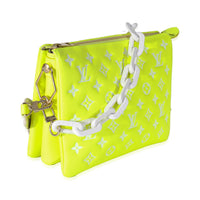 Louis Vuitton Fluorescent Yellow Calfskin Embossed Monogram LV Match Coussin PM