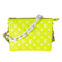 Louis Vuitton Fluorescent Yellow Calfskin Embossed Monogram LV Match Coussin PM