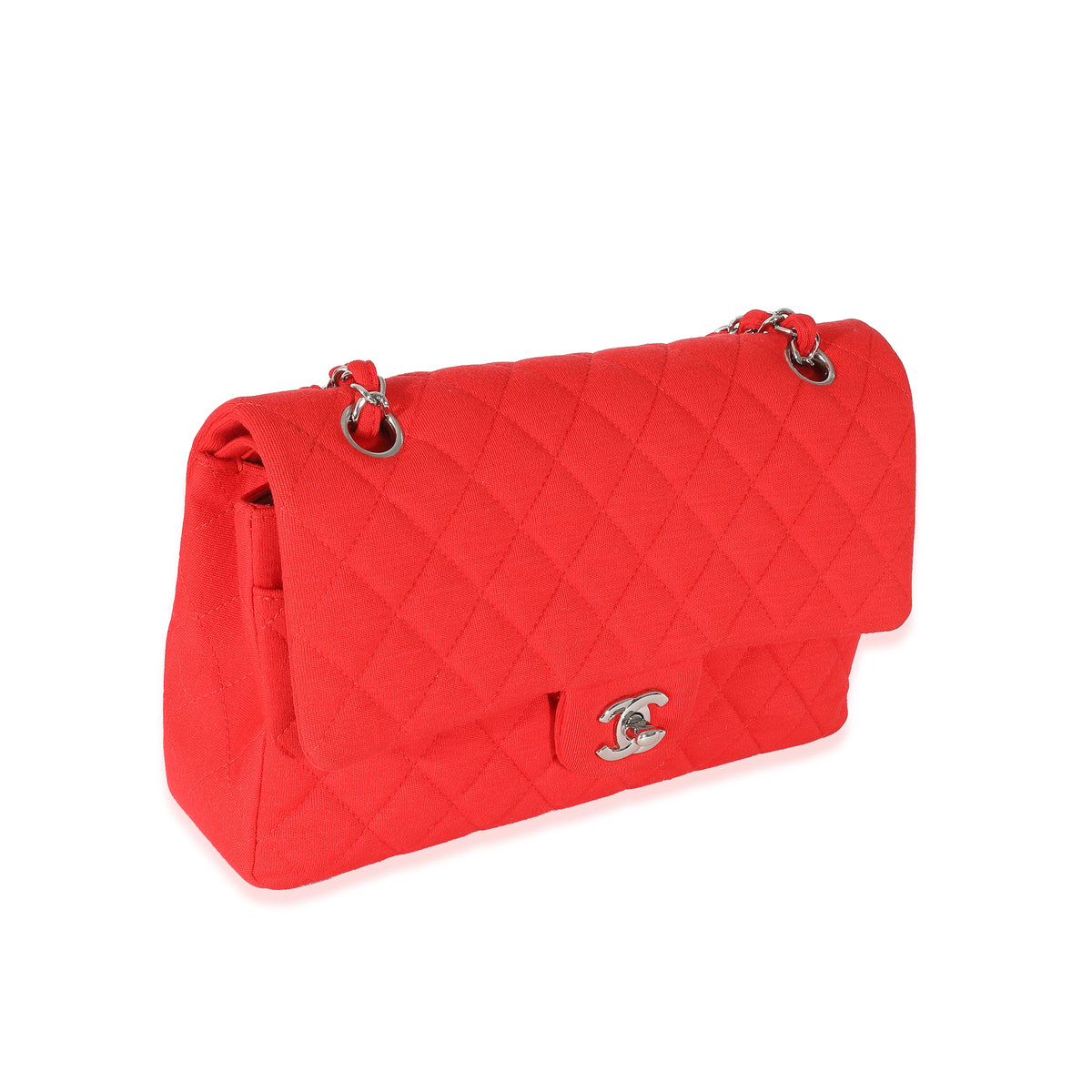 Chanel Red Quilted Jersey Medium Classic Double Flap Bag