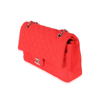 Chanel Red Quilted Jersey Medium Classic Double Flap Bag