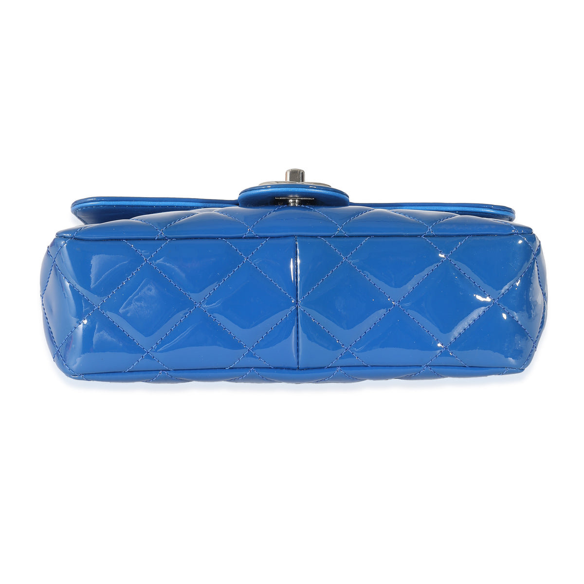 Chanel Blue Quilted Patent Medium Coco Shine Flap Bag