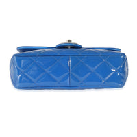 Chanel Blue Quilted Patent Medium Coco Shine Flap Bag