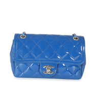 Chanel Blue Quilted Patent Medium Coco Shine Flap Bag