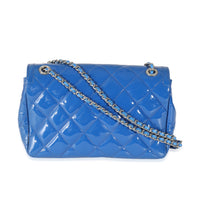 Chanel Blue Quilted Patent Medium Coco Shine Flap Bag