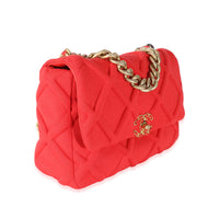 Chanel Red Quilted Jersey Large Chanel 19 Flap Bag