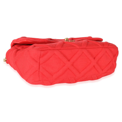 Chanel Red Quilted Jersey Large Chanel 19 Flap Bag