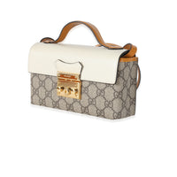 Gucci Ivory Burnt Orange Leather GG Supreme Canvas Mini Padlock