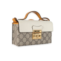 Gucci Ivory Burnt Orange Leather GG Supreme Canvas Mini Padlock