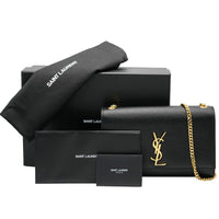 Saint Laurent Black Grain De Poudre Medium Kate Bag