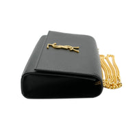 Saint Laurent Black Grain De Poudre Medium Kate Bag