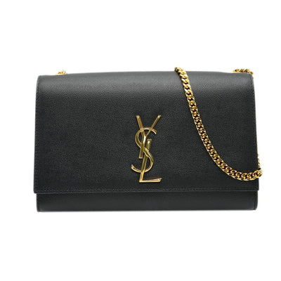 Saint Laurent Black Grain De Poudre Medium Kate Bag