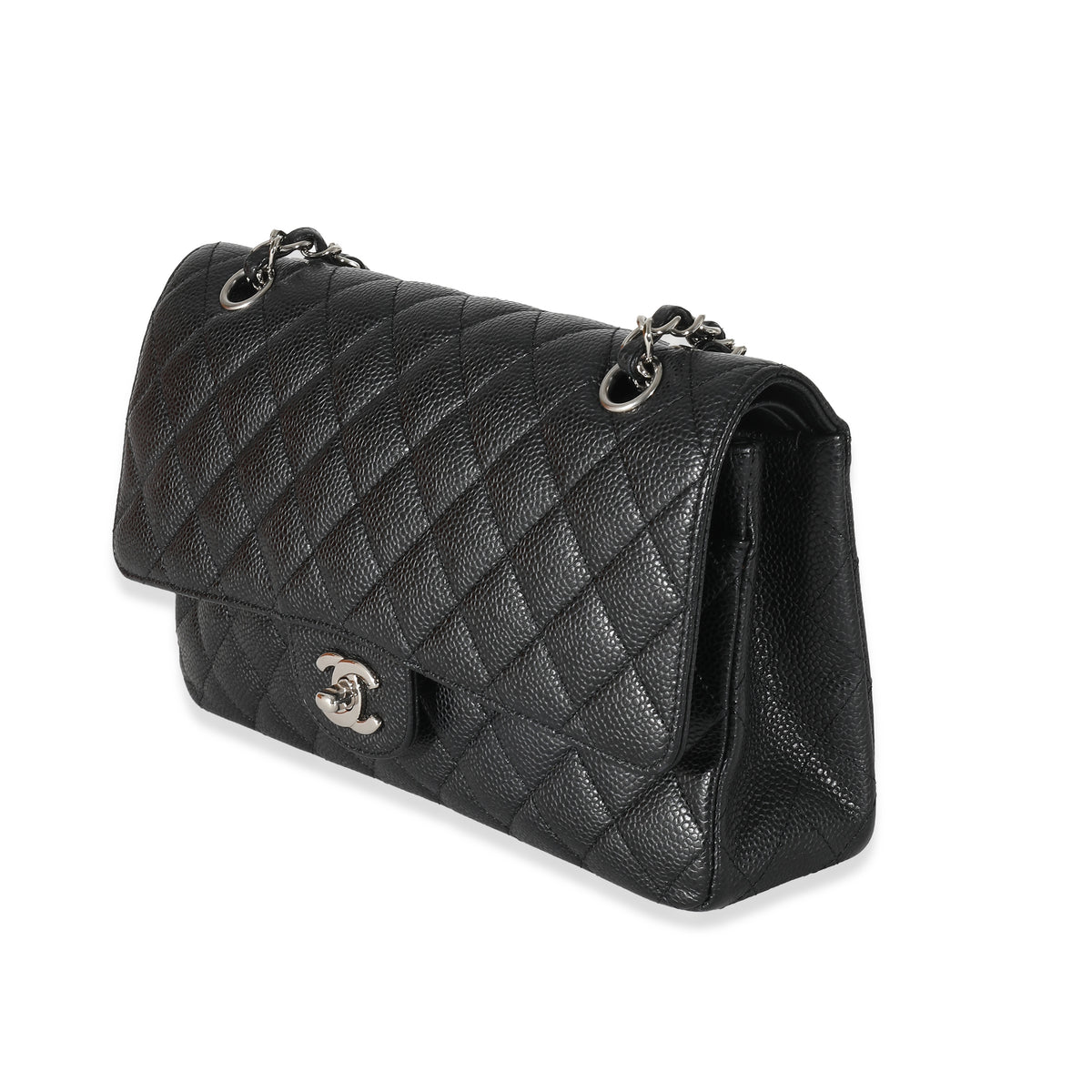 Chanel Black Quilted Caviar Medium Classic Double Flap Bag