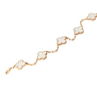 Van Cleef & Arpels Vintage Alhambra Mother Of Pearl Bracelet in 18K Yellow Gold