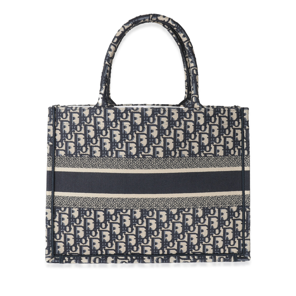 Christian Dior Ecru Blue Dior Oblique Embroidery Medium Book Tote ...