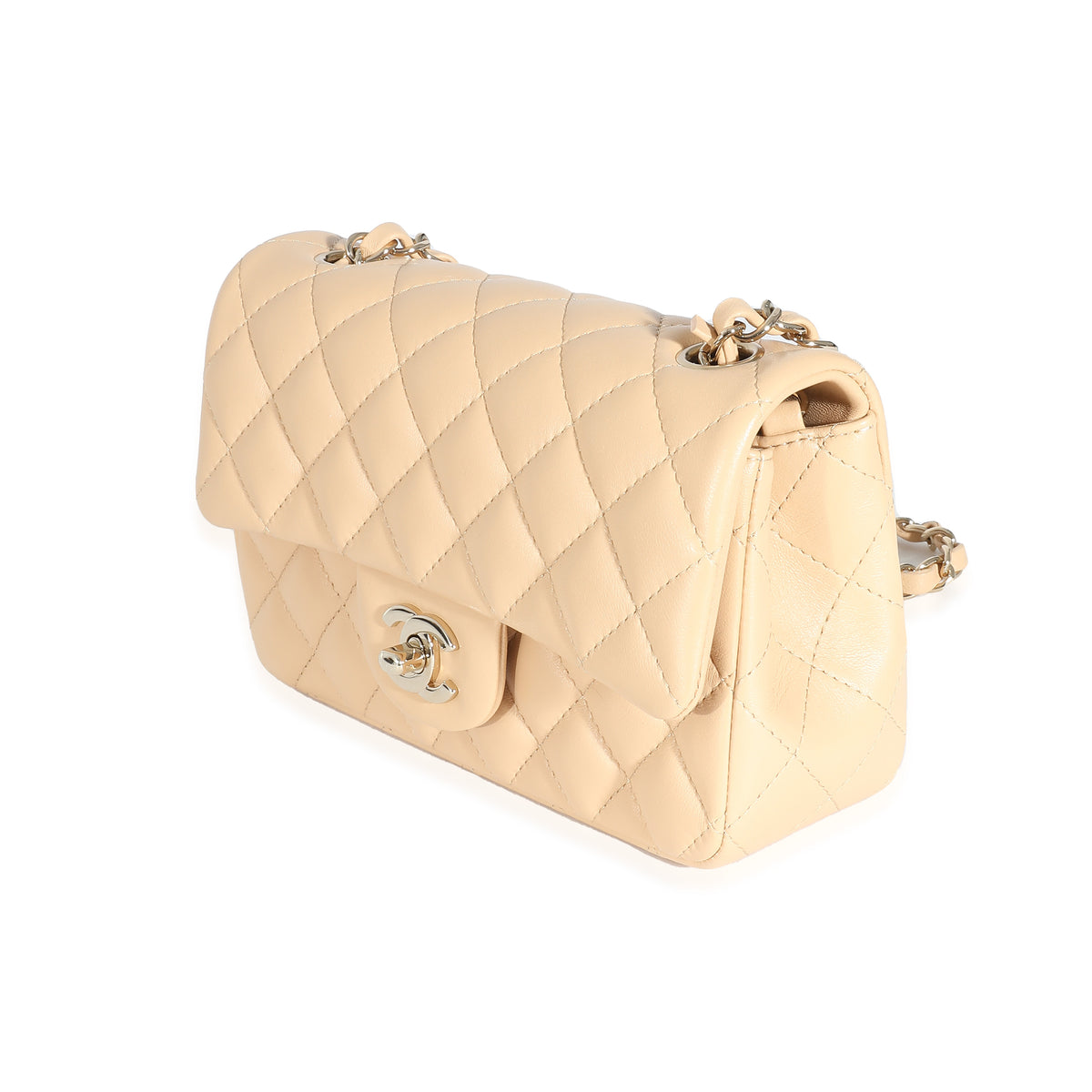 Chanel 22C Beige Quilted Lambskin Mini Rectangular Flap Bag