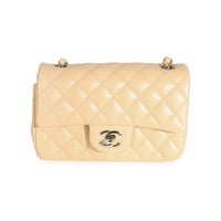 Chanel 22C Beige Quilted Lambskin Mini Rectangular Flap Bag