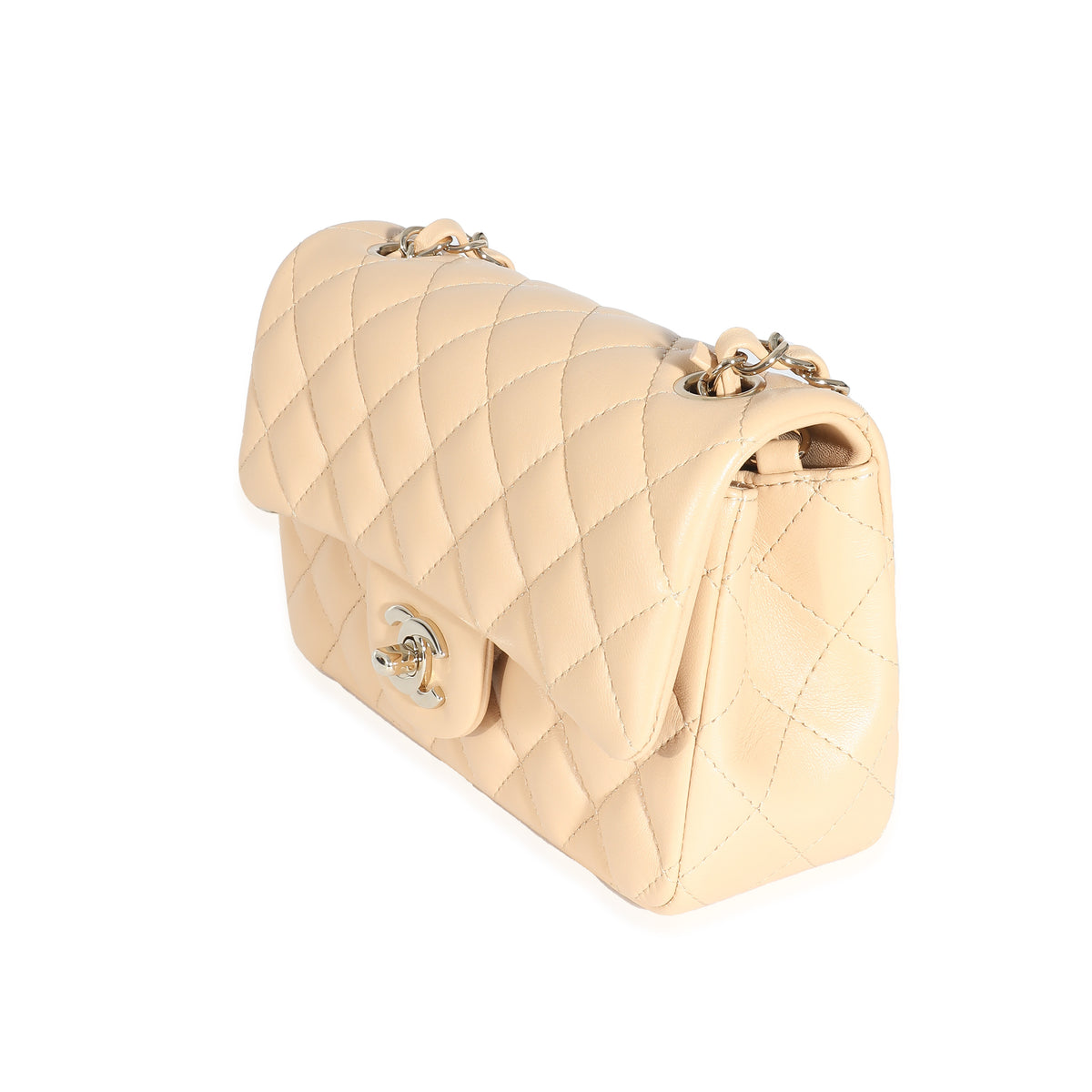 Chanel 22C Beige Quilted Lambskin Mini Rectangular Flap Bag