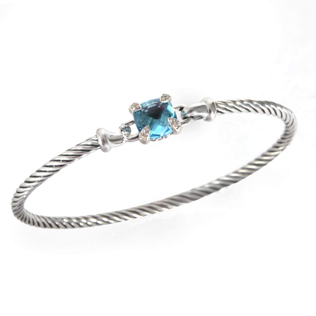 David Yurman Chatelaine Hook Bracelet With Topaz & Diamonds in Sterling Silver