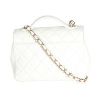 Chanel White Quilted Caviar Medium Business Affinity Flap Bag