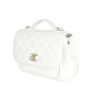 Chanel White Quilted Caviar Medium Business Affinity Flap Bag