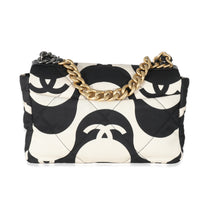 Chanel Black White CC Fabric Medium Chanel 19 Flap Bag