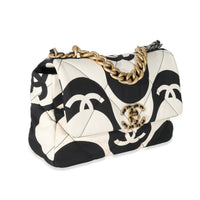 Chanel Black White CC Fabric Medium Chanel 19 Flap Bag