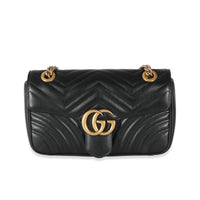 Gucci Black Matelassé Leather Medium GG Marmont Bag