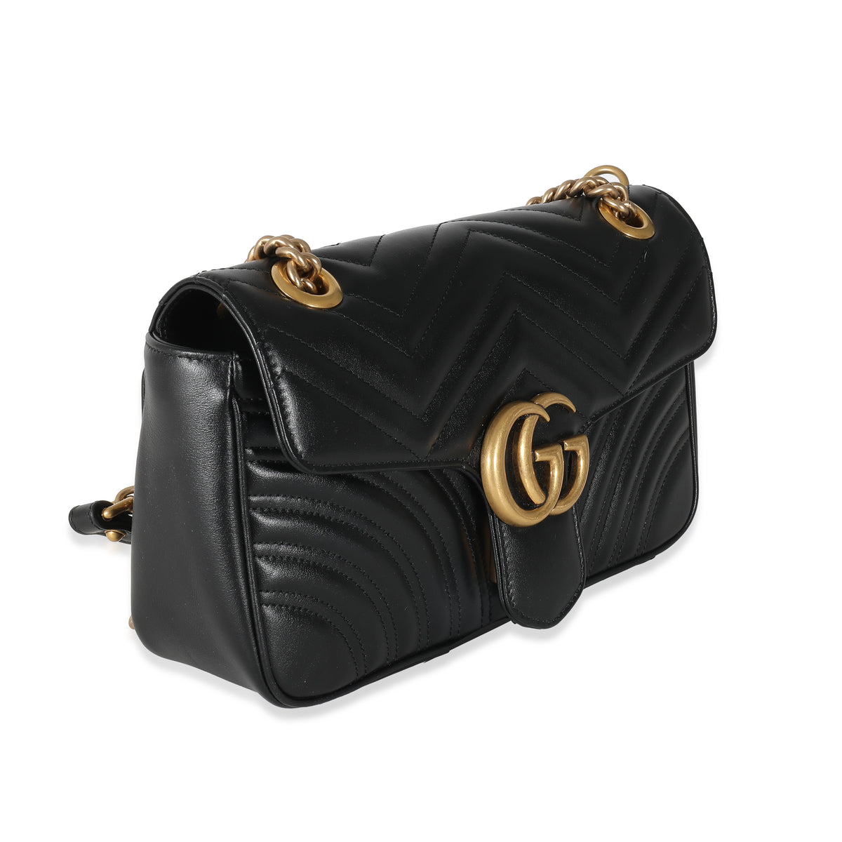 Gucci Black Matelassé Leather Medium GG Marmont Bag