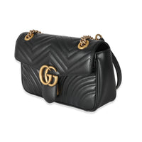 Gucci Black Matelassé Leather Medium GG Marmont Bag