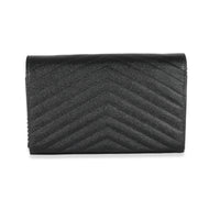 Saint Laurent Black Grain De Poudre Classic Cassandre Chain Wallet