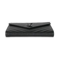 Saint Laurent Black Grain De Poudre Classic Cassandre Chain Wallet