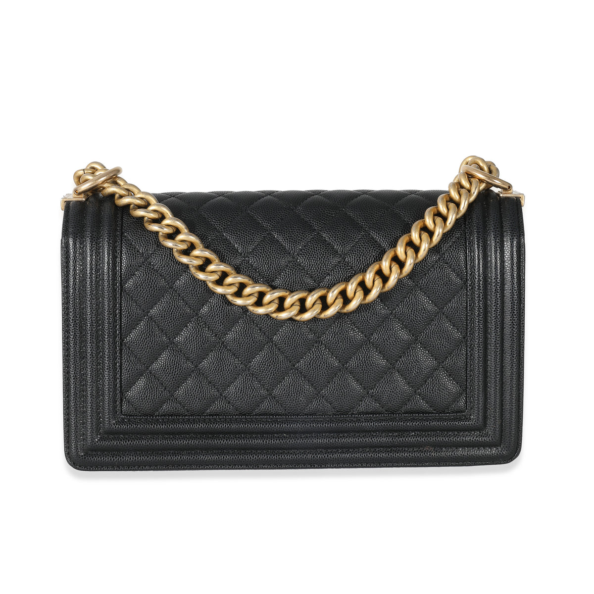 Chanel Black Quilted Caviar Medium Boy Bag