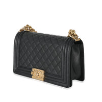 Chanel Black Quilted Caviar Medium Boy Bag