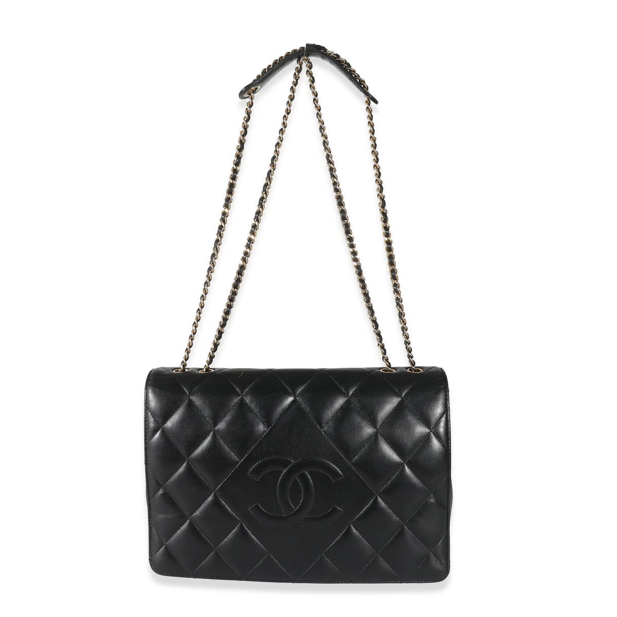 Chanel Black Diamond Quilted CC Medium Flap Bag