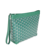 Goyard Green Calfskin Goyardine Canvas Conti Pouch