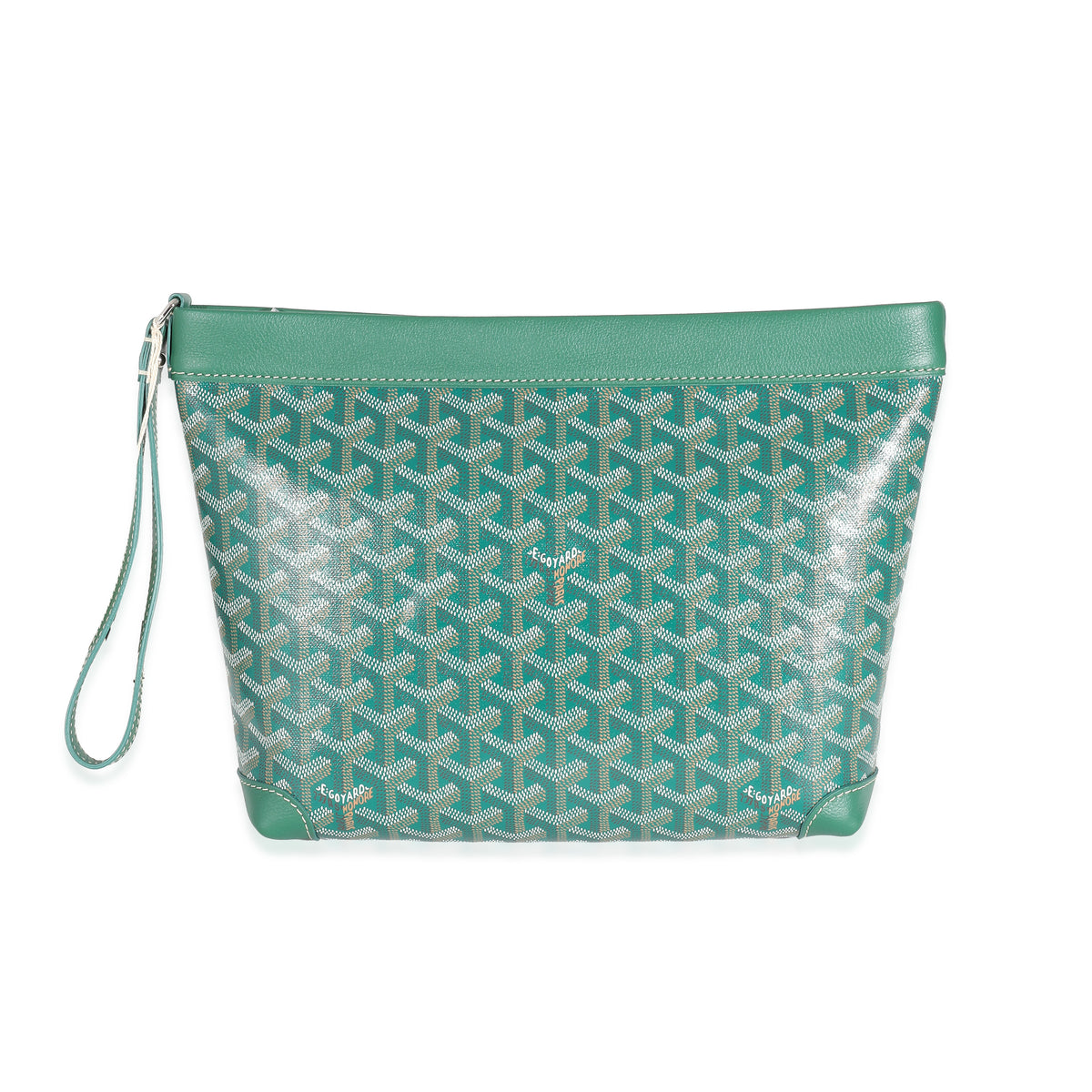 Goyard Green Calfskin Goyardine Canvas Conti Pouch