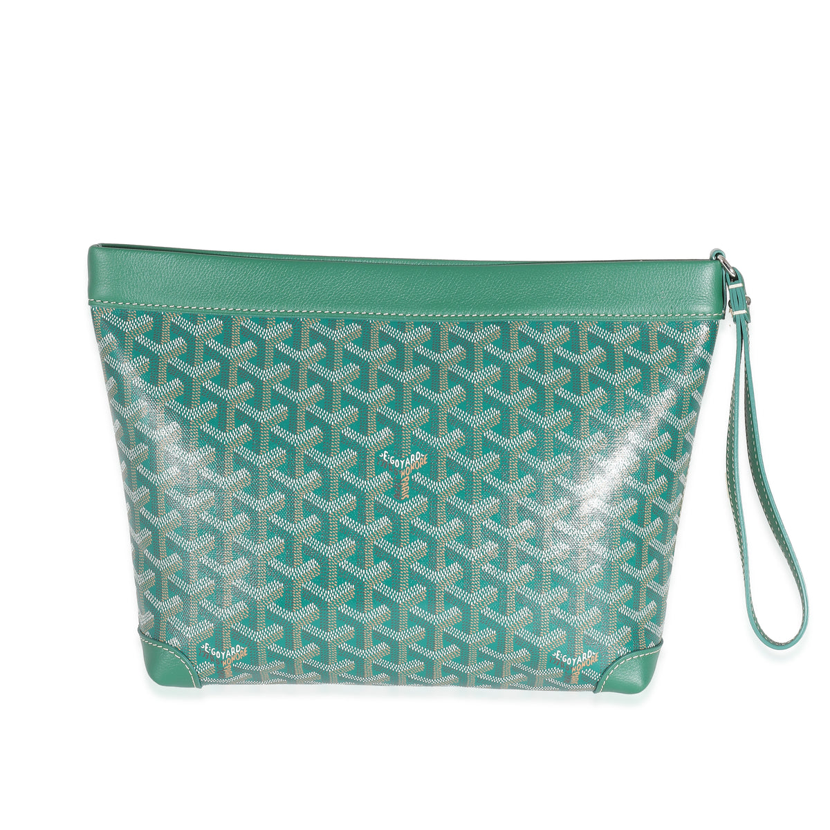 Goyard Green Calfskin Goyardine Canvas Conti Pouch myGemma