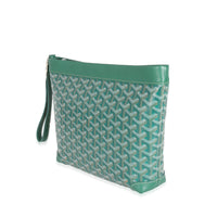 Goyard Green Calfskin Goyardine Canvas Conti Pouch