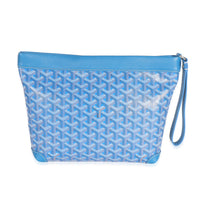 Goyard Blue Calfskin Goyardine Canvas Conti Pouch