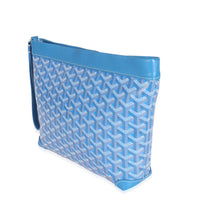 Goyard Blue Calfskin Goyardine Canvas Conti Pouch