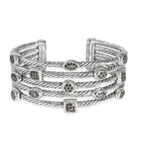 David Yurman Confetti Black Diamond Cuff in Sterling Silver 0.75 CTW