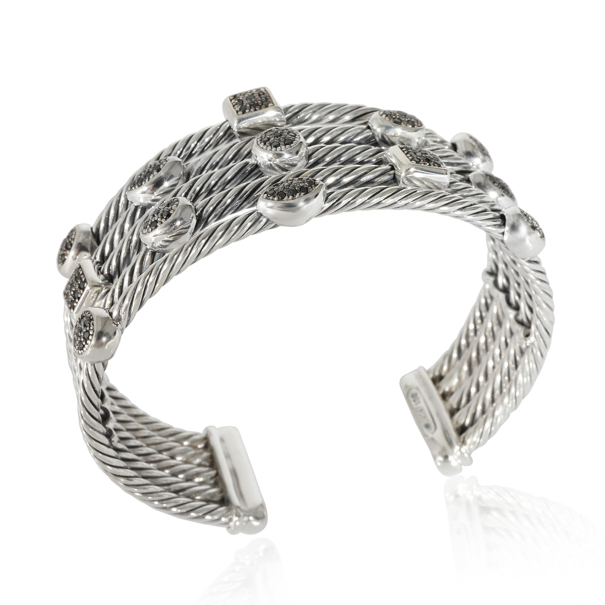 David Yurman Confetti Black Diamond Cuff in Sterling Silver 0.75 CTW